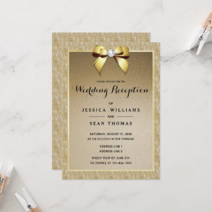 Gold & Stylish Gem Wedding Reception Invitation