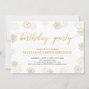 Gold Stylish Modern 50th, 60th Birthday Party Invitation