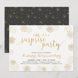 Gold Stylish Modern Surprise Retirement Party Invitation