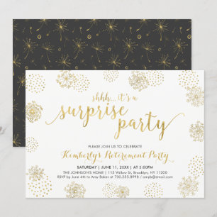 Gold   Stylish Modern Surprise Retirement Party Invitation