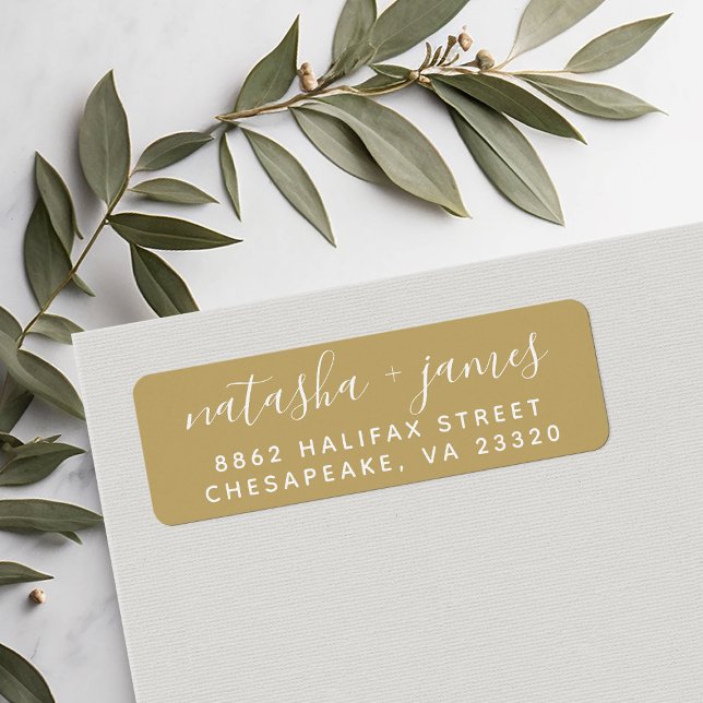 Gold Stylish Script Wedding Return Address (Creator Uploaded)