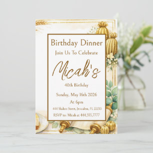 Gold Succulents Eucalyptus Scroll Luxury Modern Invitation