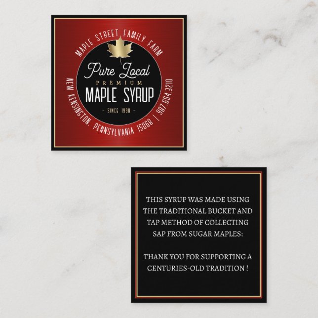 Gold Sugar Maple Business Card Red and Black (Front/Back)