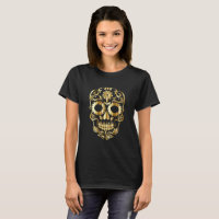 Gold Sugar Skull on Black