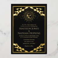 Gold Sun and Moon Tarot Card Wedding Invitation