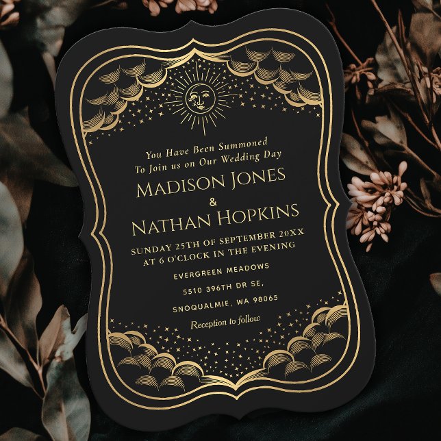 Gold Sun and Moon Tarot Card Wedding Invitation (Creator Uploaded)