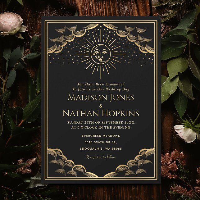 Gold Sun and Moon Tarot Card Wedding Invitation (Creator Uploaded)
