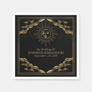 Gold Sun and Moon Tarot Card Wedding  Napkin