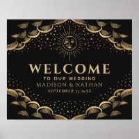 Gold Sun and Moon Tarot Card Wedding Welcome Sign