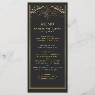 Gold Sun and Moon Tarot Wedding Flat Menu