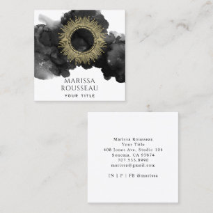 Gold Sun Celestial Moon Phases Square Business Card