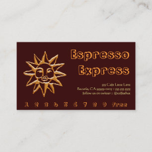 Gold Sun Coffee Reward Punch Loyalty Card