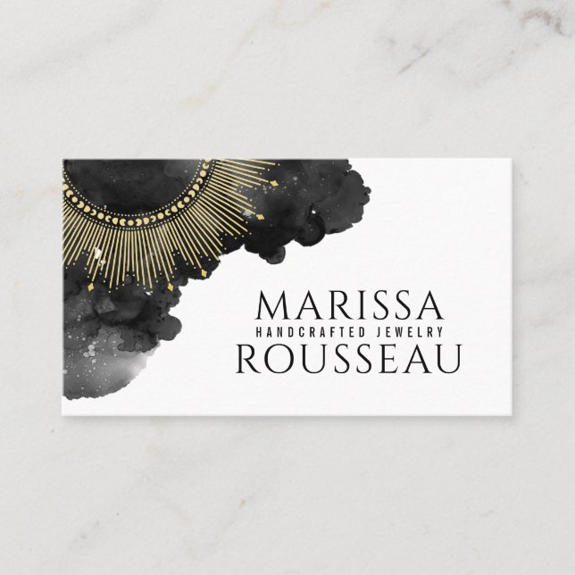Gold Sun Faux Foil Mandala Jewellery Designer  Business Card (Front)