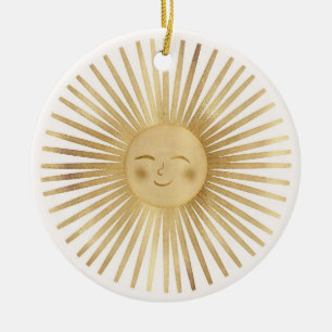 Gold Sun Happy Sunshine Ceramic Tree Decoration