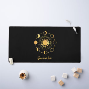 Gold Sun & Moon Phases Customisable Desk Mat