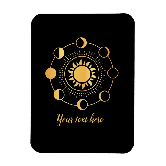 Gold Sun & Moon Phases Customisable Magnet (Vertical)