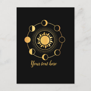 Gold Sun & Moon Phases Customisable Postcard