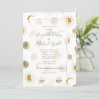 Gold Sun Moon Planets Space White illustration