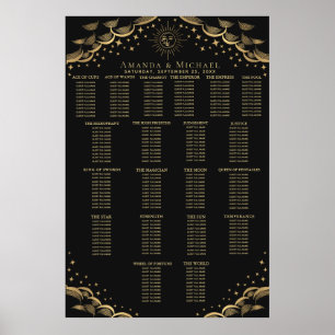 Gold Sun & Moon Tarot Wedding Seating Chart