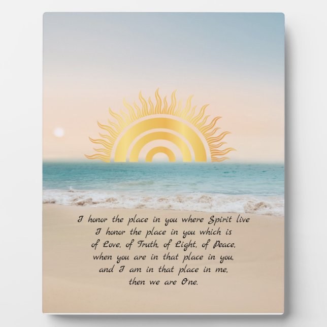 Gold Sun Namaste Definition Plaque (Front)