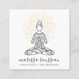 Gold Sun Rays Yoga Instructor Square Business Card