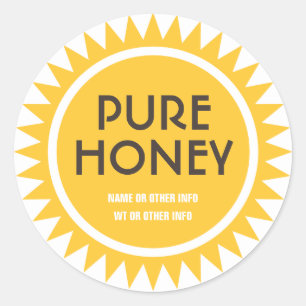 Gold Sun Round Honey Jar Label