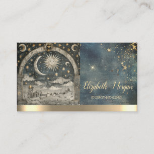 Gold Sun Watercolor Energy Healing Business Card