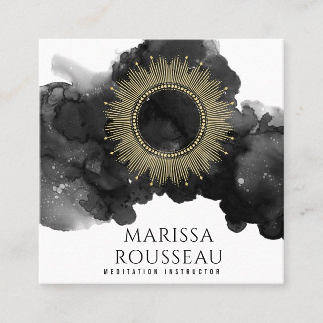 Gold Sunburst Celestial Jewellery Designer Busines Square Business Card (Front)