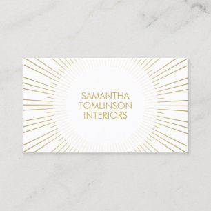 Gold Sunburst on White Interior Designer Business Card