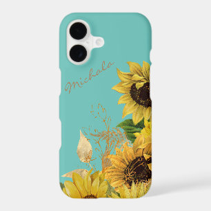 Gold Sunflower Bouquet on Sky Blue