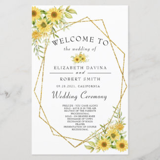 Gold Sunflower Geometric Rustic Elegant Wedding