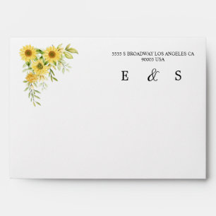 Gold Sunflower Geometric Rustic Elegant Wedding Envelope