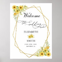 Gold Sunflower Geometric Rustic Elegant Wedding