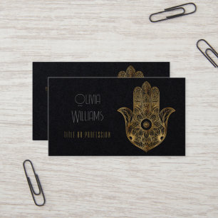 Gold Sunflower Hamsa Hand Business Card