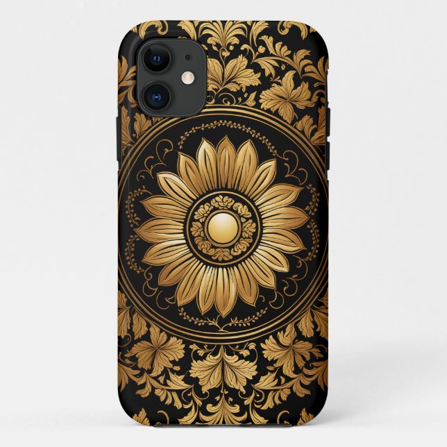 Gold Sunflower in Ornate Baroque  Case-Mate iPhone Case (Back)