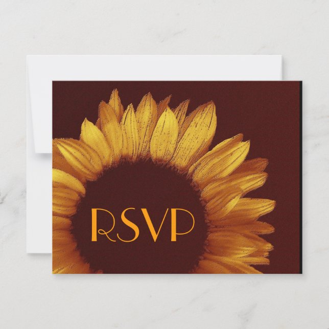 Gold  Sunflower RSVP Wedding Response Card (Front)