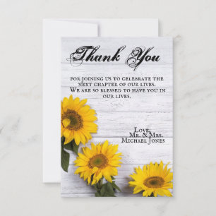Gold Sunflower Thank You Card