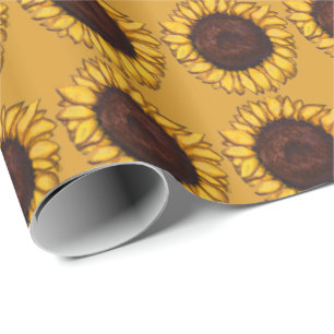 Gold Sunflower Wrapping Paper Yellow Flower Paper