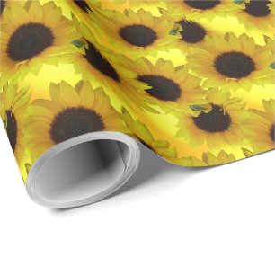 Gold Sunflower Wrapping Paper Yellow Flower Paper