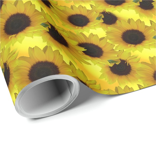 Gold Sunflower Wrapping Paper Yellow Flower Paper (Roll Corner)