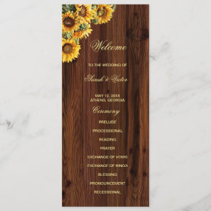 Gold Sunflowers double side program card