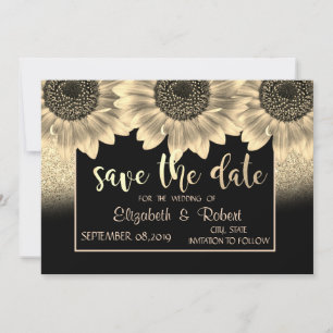 Gold , Sunflowers, Glitter  Save The Date