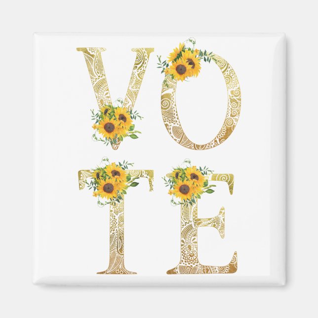 Gold Sunflowers Vote Magnet (Front)