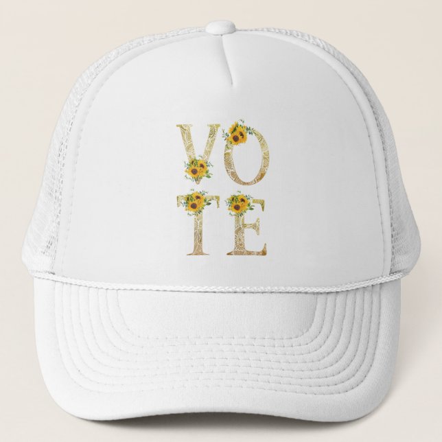 Gold Sunflowers Vote Trucker Hat (Front)