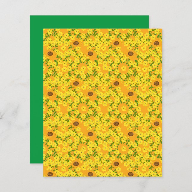 Gold Sunflowers Yellow Daisies Scrapbook Paper (Front/Back)