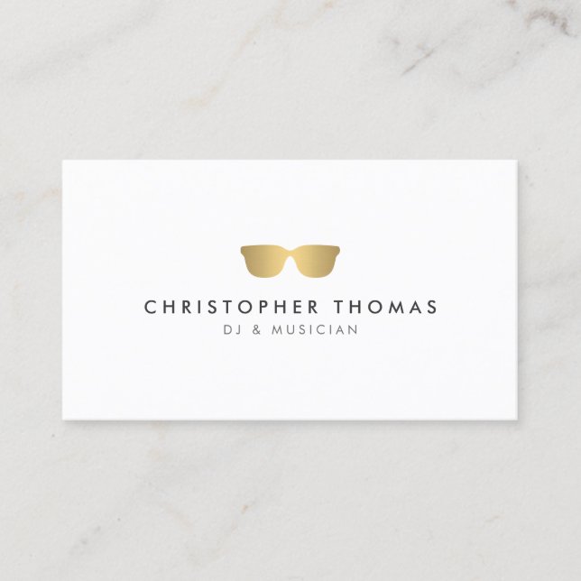 Gold Sunglasses II DJ Business Card (Front)