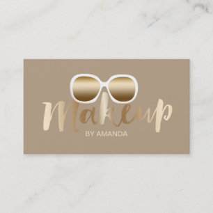 Gold Sunglasses Makeup Artist Beige Business Card