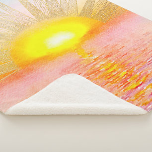 Gold Sunset Sun Mandala Watercolor Sea Sherpa Blanket