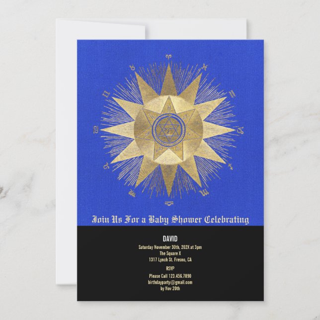 Gold Sunshine Baby Shower Celestial celebrations Invitation (Front)