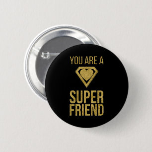 Gold Superhero Friend Valentine Button